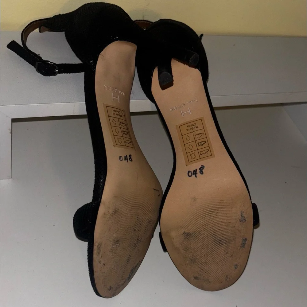 H by Halston Black Ankle Strap Stiletto Heels Minimalist Evening Prom 8